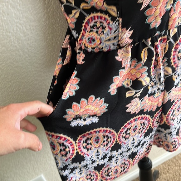 NWOT About A Girl Romper Women LG Black Padded Floral Sweetheart Neckline Preppy - Picture 2 of 8